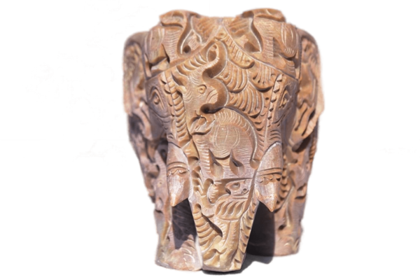 Marble Handicrafts Soapstone Large Elephant Figurines 8 inch- Soapstone Elephant Hand Carving - Carved Elephant Sculpture with Another Elephant Inside - For decorative Heavy item-Single pc - Image 7