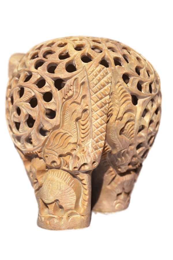 Marble Handicrafts Soapstone Large Elephant Figurines 8 inch- Soapstone Elephant Hand Carving - Carved Elephant Sculpture with Another Elephant Inside - For decorative Heavy item-Single pc - Image 9