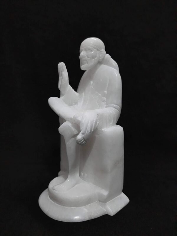 White marble handicraft Sai baba statue 9 inch idol for office temple and decorative items - Image 4