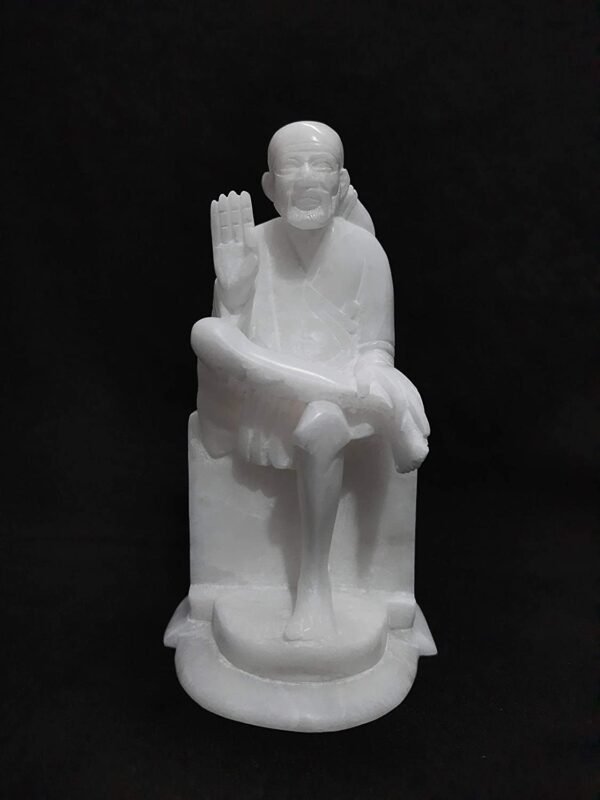 White marble handicraft Sai baba statue 9 inch idol for office temple and decorative items - Image 3