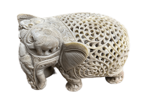 Marble Handicrafts Soapstone Large Elephant Figurines 8 inch- Soapstone Elephant Hand Carving - Carved Elephant Sculpture with Another Elephant Inside - For decorative Heavy item-Single pc - Image 5