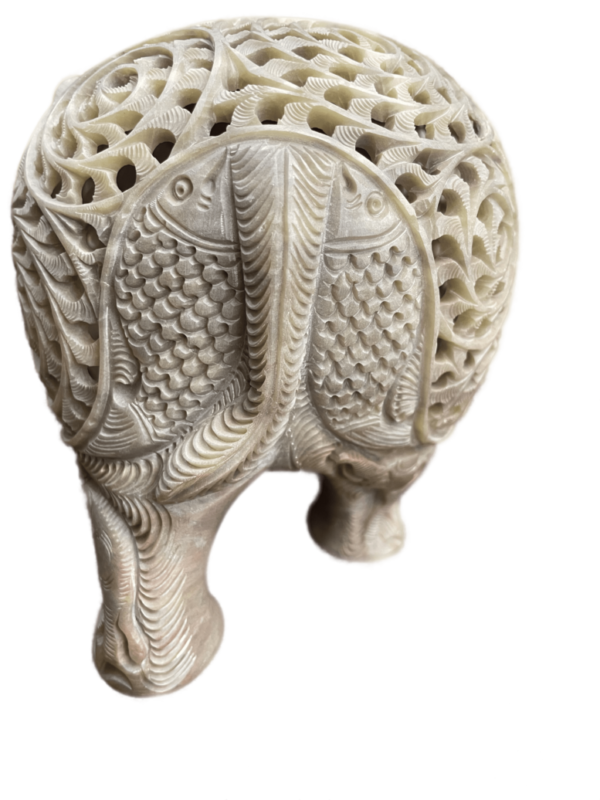 Marble Handicrafts Soapstone Large Elephant Figurines 8 inch- Soapstone Elephant Hand Carving - Carved Elephant Sculpture with Another Elephant Inside - For decorative Heavy item-Single pc - Image 6