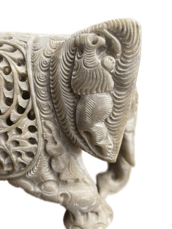 Marble Handicrafts Soapstone Large Elephant Figurines 8 inch- Soapstone Elephant Hand Carving - Carved Elephant Sculpture with Another Elephant Inside - For decorative Heavy item-Single pc - Image 3