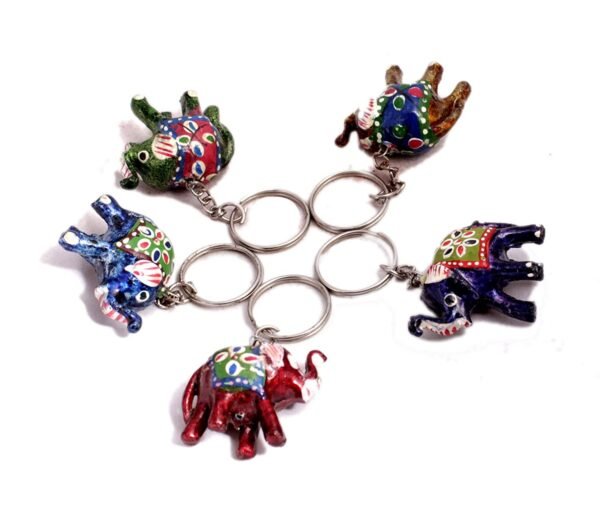 Plastic Elephant Key Chain Set of 12 Handmade Ring Gift Item I Rajasthani I Showpiece I Handicraft I Collectible I Home Decor