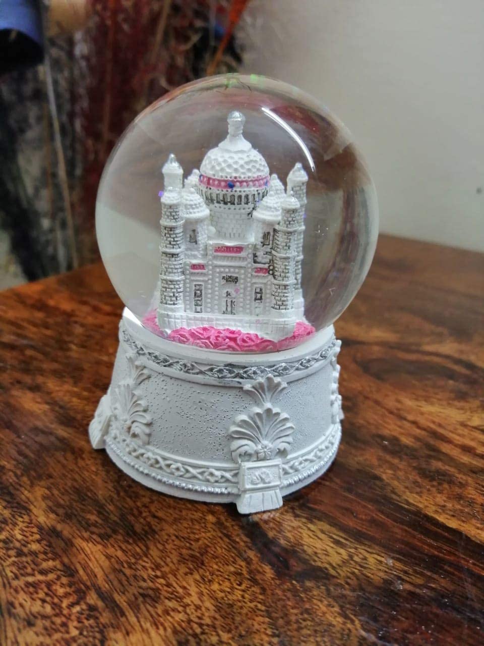 White revolving Snow Fall Globe Special Gift Taj Mahal Gift with music Best  Valentine Day Gift Also - 5 inch | Pooja Creation Store