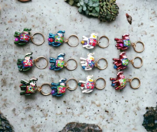 Plastic Elephant Key Chain Set of 12 Handmade Ring Gift Item I Rajasthani I Showpiece I Handicraft I Collectible I Home Decor - Image 2