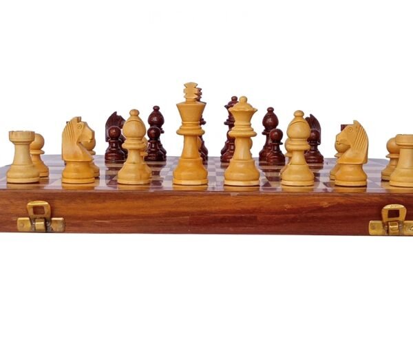 PCS Collectible Foldable Wooden Chess Game Board Set with Magnetic Premium Wood Pieces (12 Inch X 12 Inch) - Image 2