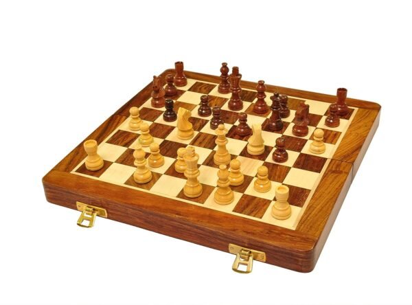 PCS Collectible Foldable Wooden Chess Game Board Set with Magnetic Premium Wood Pieces (12 Inch X 12 Inch) - Image 4