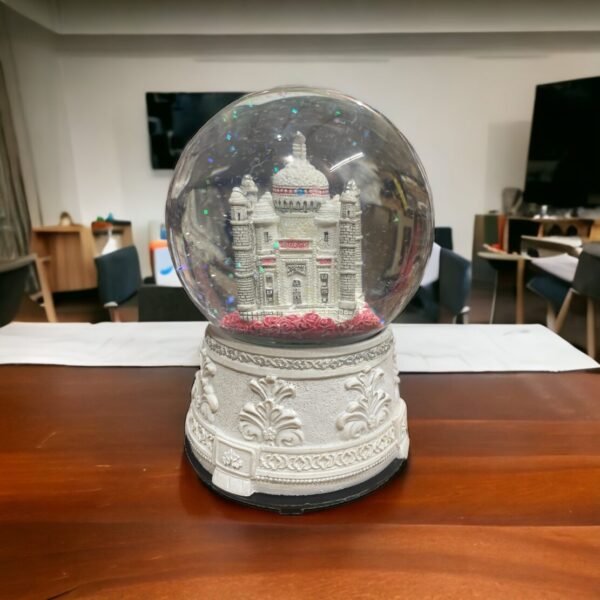 White revolving  Snow Fall Globe Special Gift Taj Mahal Gift with music Best Valentine Day Gift Also - 5 inch - Image 6