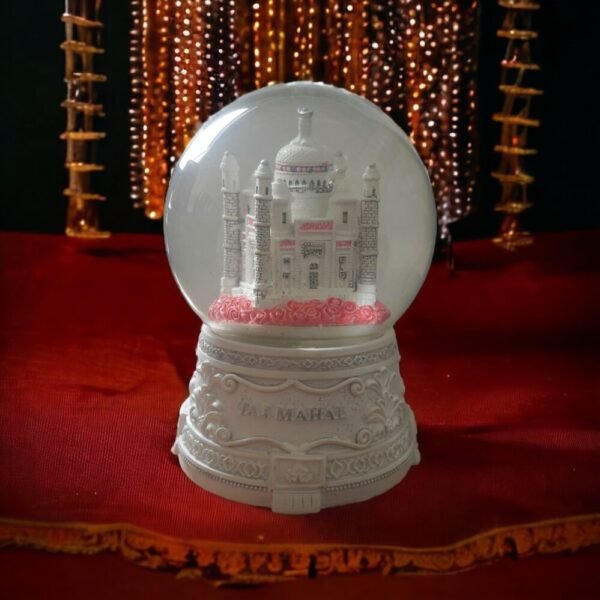 White revolving  Snow Fall Globe Special Gift Taj Mahal Gift with music Best Valentine Day Gift Also - 5 inch - Image 8