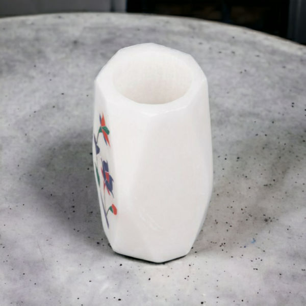 Indian Handmade White Marble Pen Stand inlay work Design For Office Table Decor & Gift Item- 4 in - Image 5