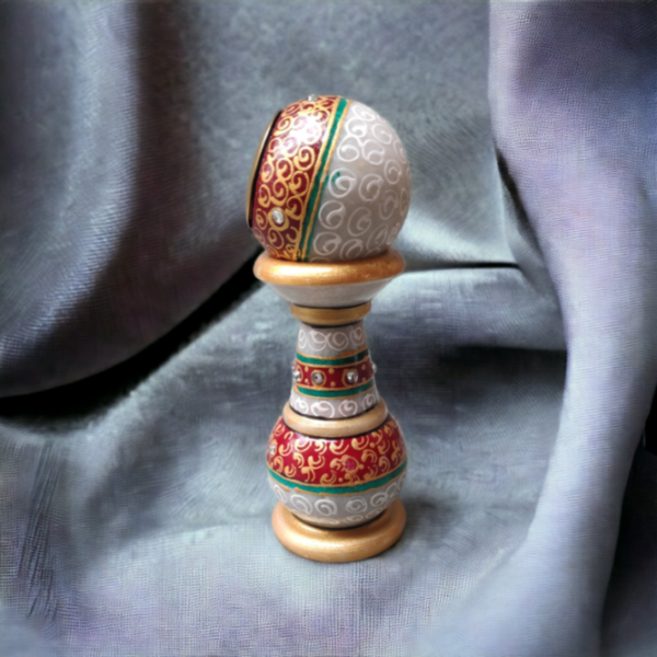 Decorative Pillar Shape Round Marble Clock for Home | Table Top Handicraft Home Decor Designers Watch with Rajasthani Meenakari Work for Office - Image 4