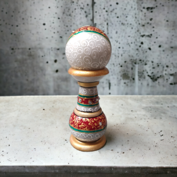 Decorative Pillar Shape Round Marble Clock for Home | Table Top Handicraft Home Decor Designers Watch with Rajasthani Meenakari Work for Office - Image 2