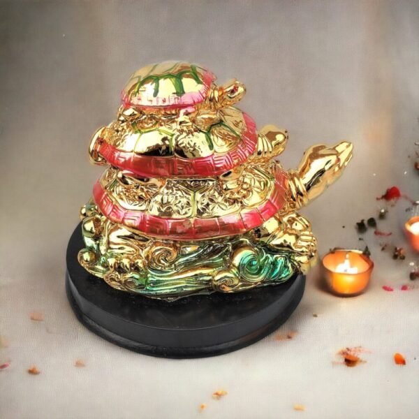 PCS Golden Turtle Family Set Of Feng Shui Dragon Tortoise with Child made of Polyresin-4 in Decorative Showpiece - 4 inch - Image 4