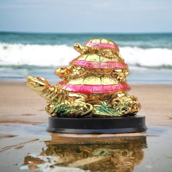 PCS Golden Turtle Family Set Of Feng Shui Dragon Tortoise with Child made of Polyresin-4 in Decorative Showpiece - 4 inch - Image 3