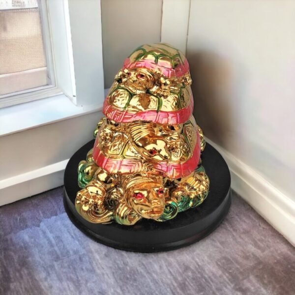 PCS Golden Turtle Family Set Of Feng Shui Dragon Tortoise with Child made of Polyresin-4 in Decorative Showpiece - 4 inch - Image 2