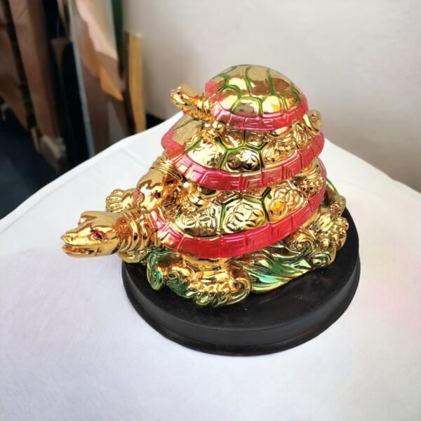 PCS Golden Turtle Family Set Of Feng Shui Dragon Tortoise with Child made of Polyresin-4 in Decorative Showpiece - 4 inch
