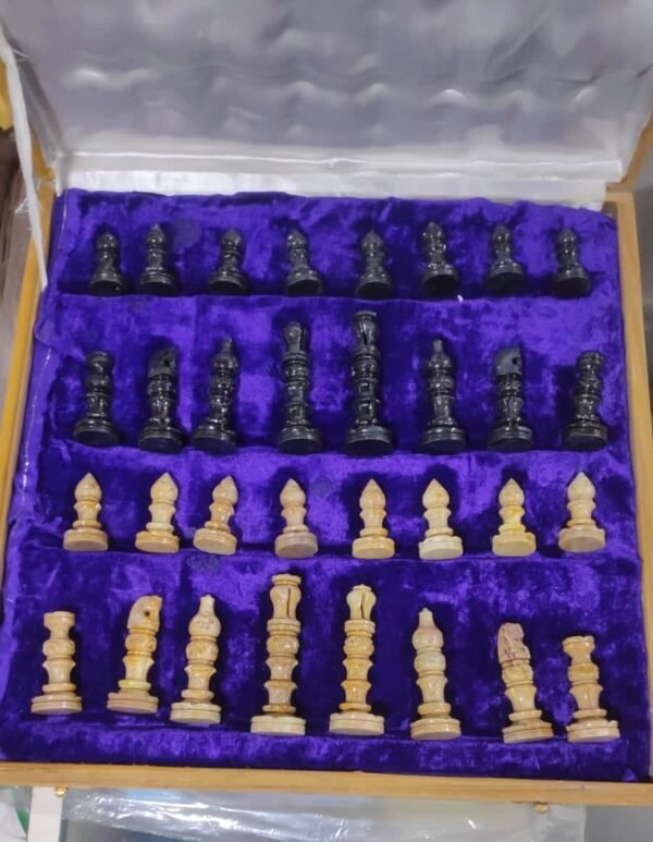Marble Soapstone Chess Board Game Handicrafts indoor chess game - 16 x 16 inch - Image 13