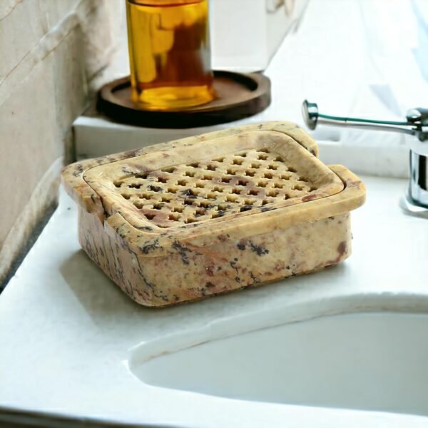 Pooja Creation Store  Natural Marble Soapstone Soap Dish Bath Accessories in Standard Size - Image 3