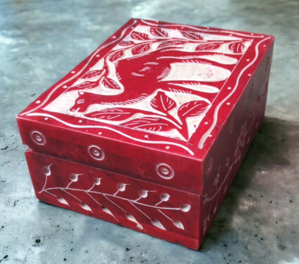 Pcs Handicrafts Soapstone Carving Camel Work Jewellery Box for Multi Purpose Use and Perfect Gift for Women and Girls-4x3x1.5 inch - Image 2