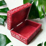 Pcs Handmade Soapstone Flowers Carwing Work Red Jewellery Box for Multi Purpose Use and Perfect Gift for Women and Girls-4x3x1.5 inch - Image 5