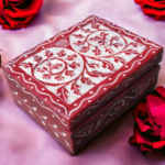 Pcs Handmade Soapstone Flowers Carwing Work Red Jewellery Box for Multi Purpose Use and Perfect Gift for Women and Girls-4x3x1.5 inch - Image 3