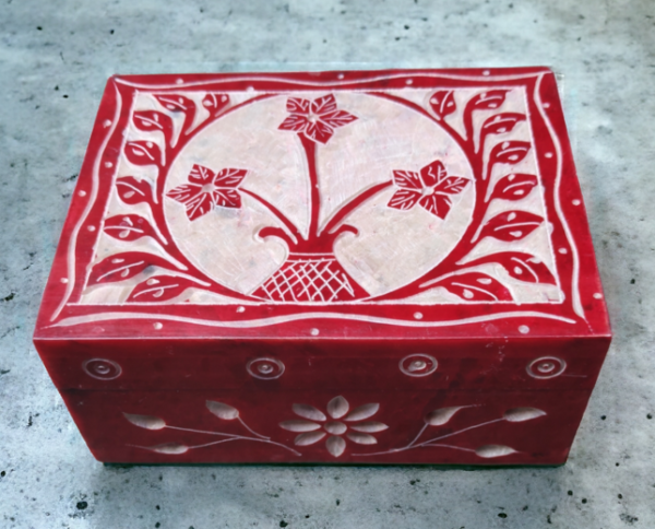 Soapstone Tree Carving Work Jewellery Box