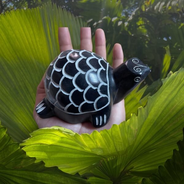 Black soapstone turtle family set showpiece & gift item lucky feng shui item Size 3 inch - Image 6