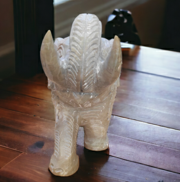 Pcs Marble Handicrafts Soapstone Large Elephant Figurines 5 inch- Soapstone Elephant Hand Carving - Carved Elephant Sculpture with Another Elephant Inside - For decorative Heavy item-Single pc - Image 3