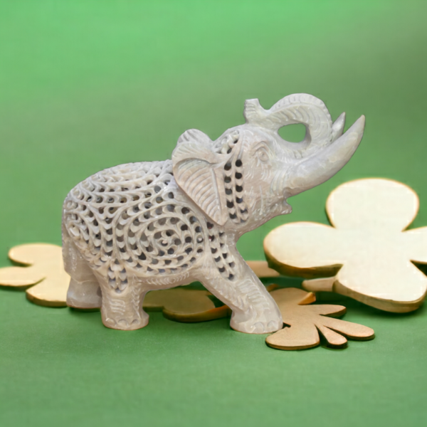 Pcs Marble Handicrafts Soapstone Large Elephant Figurines 5 inch- Soapstone Elephant Hand Carving - Carved Elephant Sculpture with Another Elephant Inside - For decorative Heavy item-Single pc - Image 4