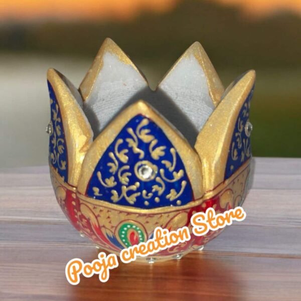 Pcs Handicrafts Marble Kamal Design Tea Light Candle Holder Showpeice item for home and decor - 3 inch
