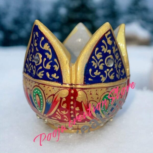Pcs Handicrafts Marble Kamal Design Tea Light Candle Holder Showpeice item for home and decor - 3 inch - Image 3