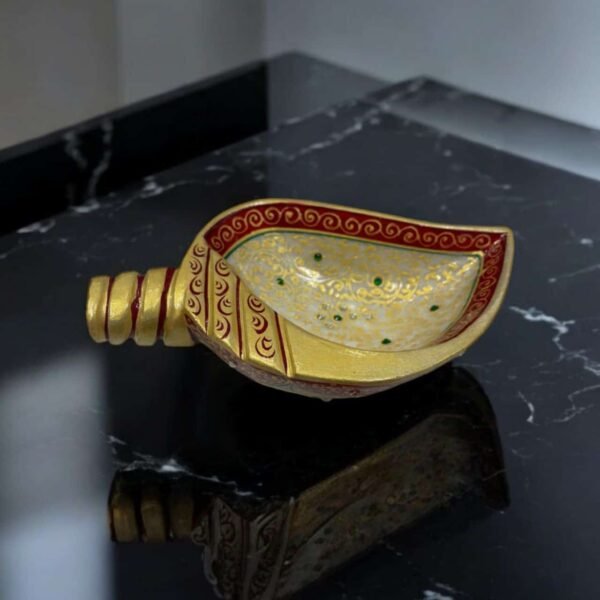 Pcs Handmade Marble Shankh Design Gold And Kundan Work Urli For Home Temple Pooja & Decorative item 6 inch