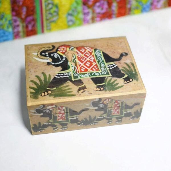 Pcs Handmade Soapstone Carwing inaly Elephant  Work Jewellery Box for Multi Purpose Use and Perfect Gift for Women and Girls-4x3x1.5 in - Image 4