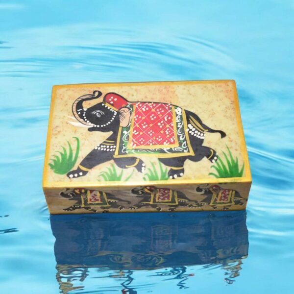 Pcs Handmade Soapstone Carwing inaly Elephant  Work Jewellery Box for Multi Purpose Use and Perfect Gift for Women and Girls-4x3x1.5 in - Image 6