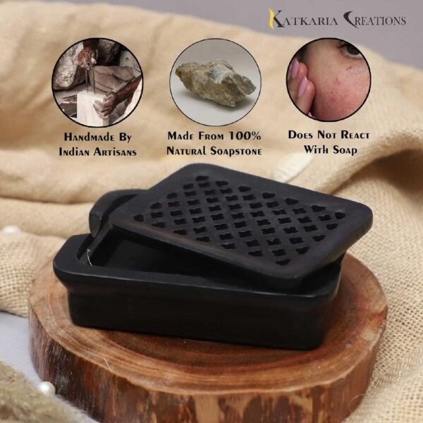 Pooja Creation Store  Natural Marble Soapstone Soap Dish Bath Accessories in Standard Size 4 in - Image 4