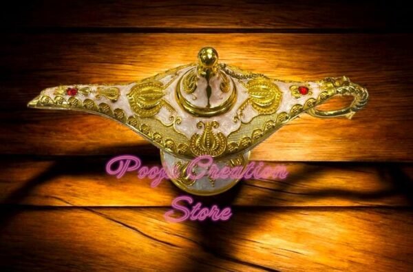 Pcs Special "Vastu" Gold Aladdin Lamp Small Ornaments, Legend Aladdin Magic Genie Lamp Wishing Light Decoration, Costume Props Home Crafts Decor & Gift - 9 inch - Image 7
