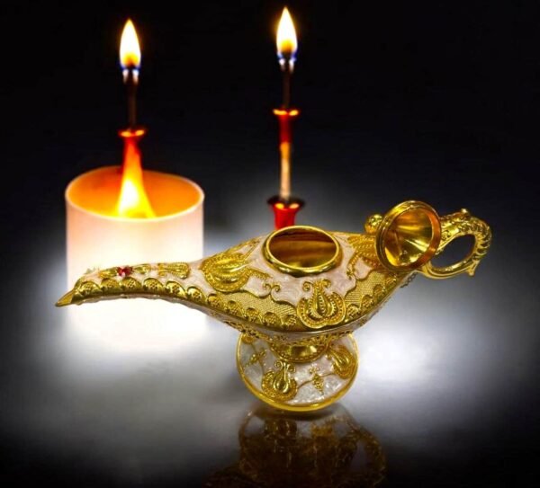 Pcs Special "Vastu" Gold Aladdin Lamp Small Ornaments, Legend Aladdin Magic Genie Lamp Wishing Light Decoration, Costume Props Home Crafts Decor & Gift - 9 inch - Image 5