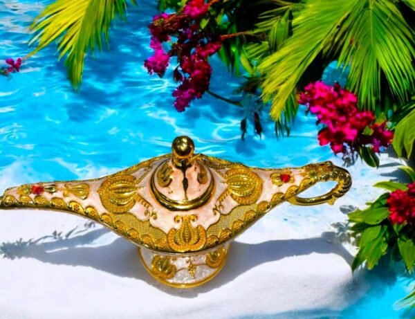 Pcs Special "Vastu" Gold Aladdin Lamp Small Ornaments, Legend Aladdin Magic Genie Lamp Wishing Light Decoration, Costume Props Home Crafts Decor & Gift - 9 inch - Image 4