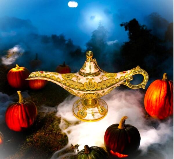 Pcs Special "Vastu" Gold Aladdin Lamp Small Ornaments, Legend Aladdin Magic Genie Lamp Wishing Light Decoration, Costume Props Home Crafts Decor & Gift - 9 inch - Image 3