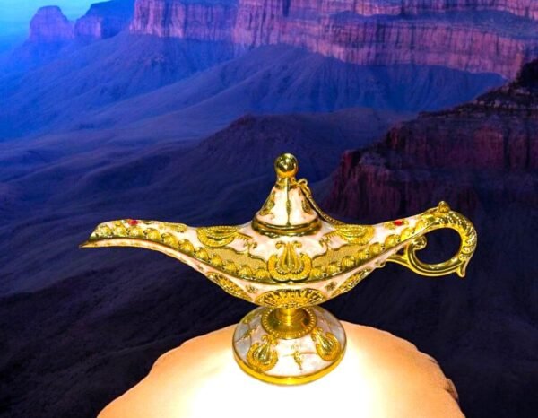 Pcs Special "Vastu" Gold Aladdin Lamp Small Ornaments, Legend Aladdin Magic Genie Lamp Wishing Light Decoration, Costume Props Home Crafts Decor & Gift - 9 inch