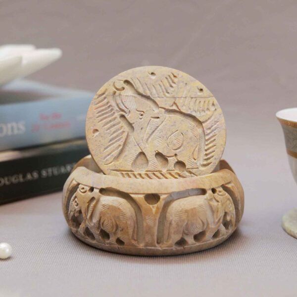 Handcraft Soapstone Coasters Set with Stand Perfect for Hot & Cold Drinks Dining, Cocktail & Coffee Table Color - Image 3
