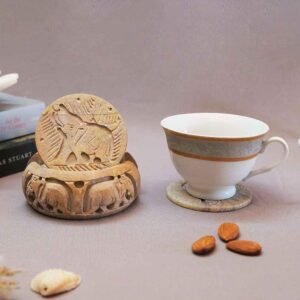 Handcraft Soapstone Coasters Set with Stand Perfect for Hot & Cold Drinks Dining, Cocktail & Coffee Table Color
