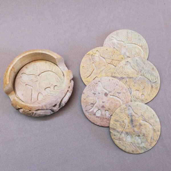 Handcraft Soapstone Coasters Set with Stand Perfect for Hot & Cold Drinks Dining, Cocktail & Coffee Table Color - Image 2