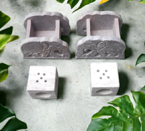 White Marble Soapstone Gutka Small Square  Agarbatti Stand Incense Stick Burner for Pooja and Home Decor-4 inch- 1 piece - Image 2