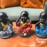 Pcs Resin Buddha Monk Statues for , Home, and Office Dcor | Feng Shui Good Luck Figurines and Unique Gift Set of 3pc - 4 x 3 inch - Image 3