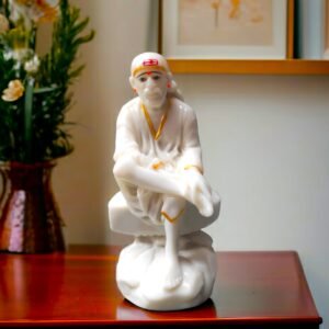 White marble handicraft Poly Resin Sai baba statue 6 inch idol for office temple and decorative items
