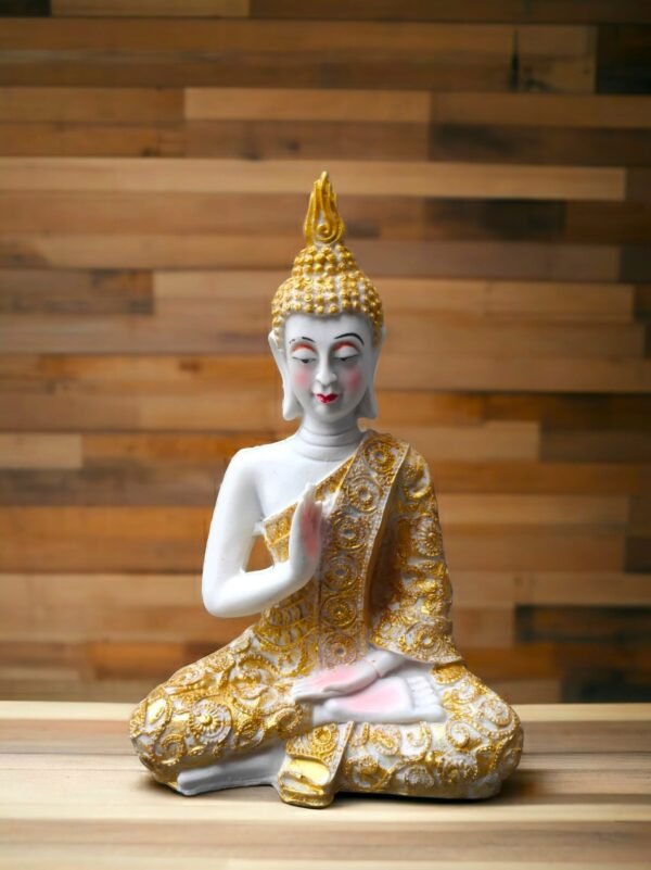 Pcs Gautam Buddha Resin Statue for Home Decor Big Size Idols Living Room Door Entrance Decoration Items Decorative Showpiece Figurine - 12 inch