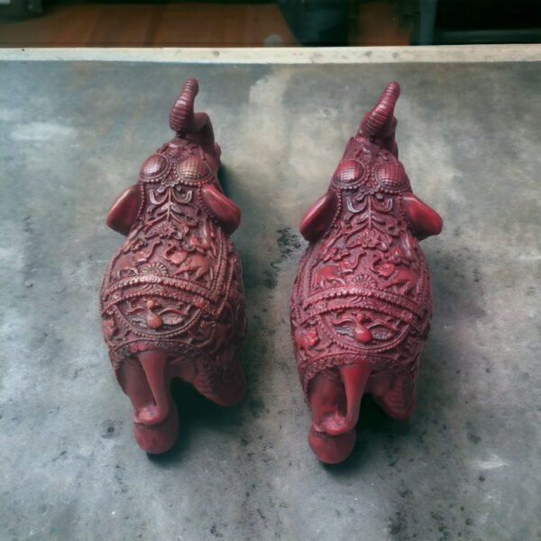 Pcs Premium Set of 2 Resin Elephant Statues, Animal Figurines Decorative Showpieces for Home Decor | Table & Gift Article,Animal Decorative Showpiece - 8x8 inch - Image 3