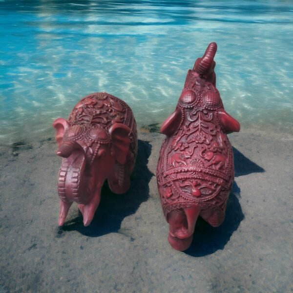 Pcs Premium Set of 2 Resin Elephant Statues, Animal Figurines Decorative Showpieces for Home Decor | Table & Gift Article,Animal Decorative Showpiece - 8x8 inch - Image 4